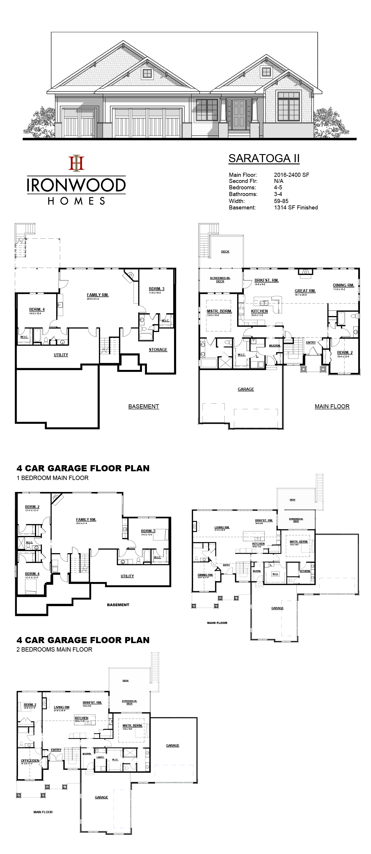 Saratoga II floor plan sheet
